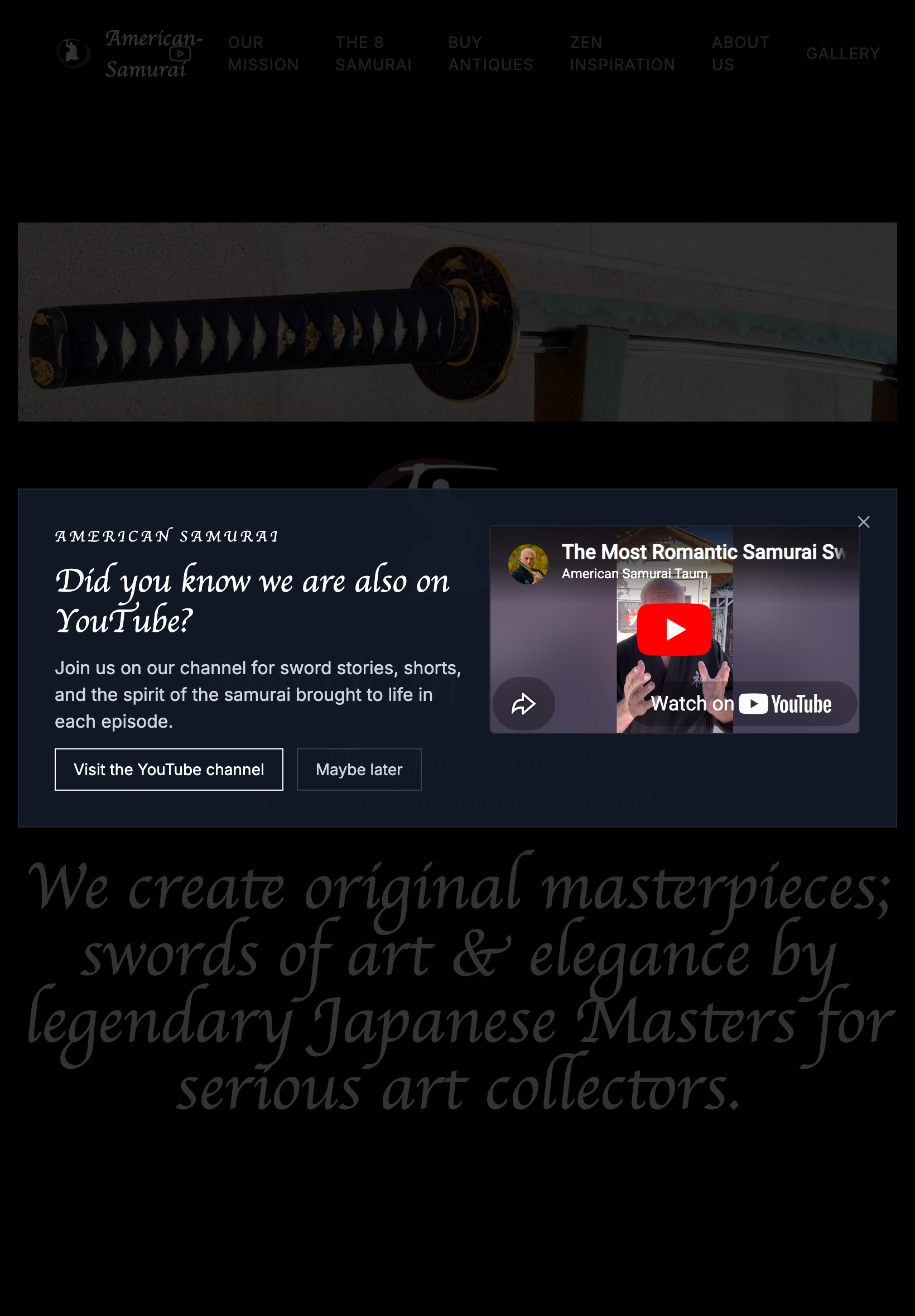 American Samurai website preview tablet preview