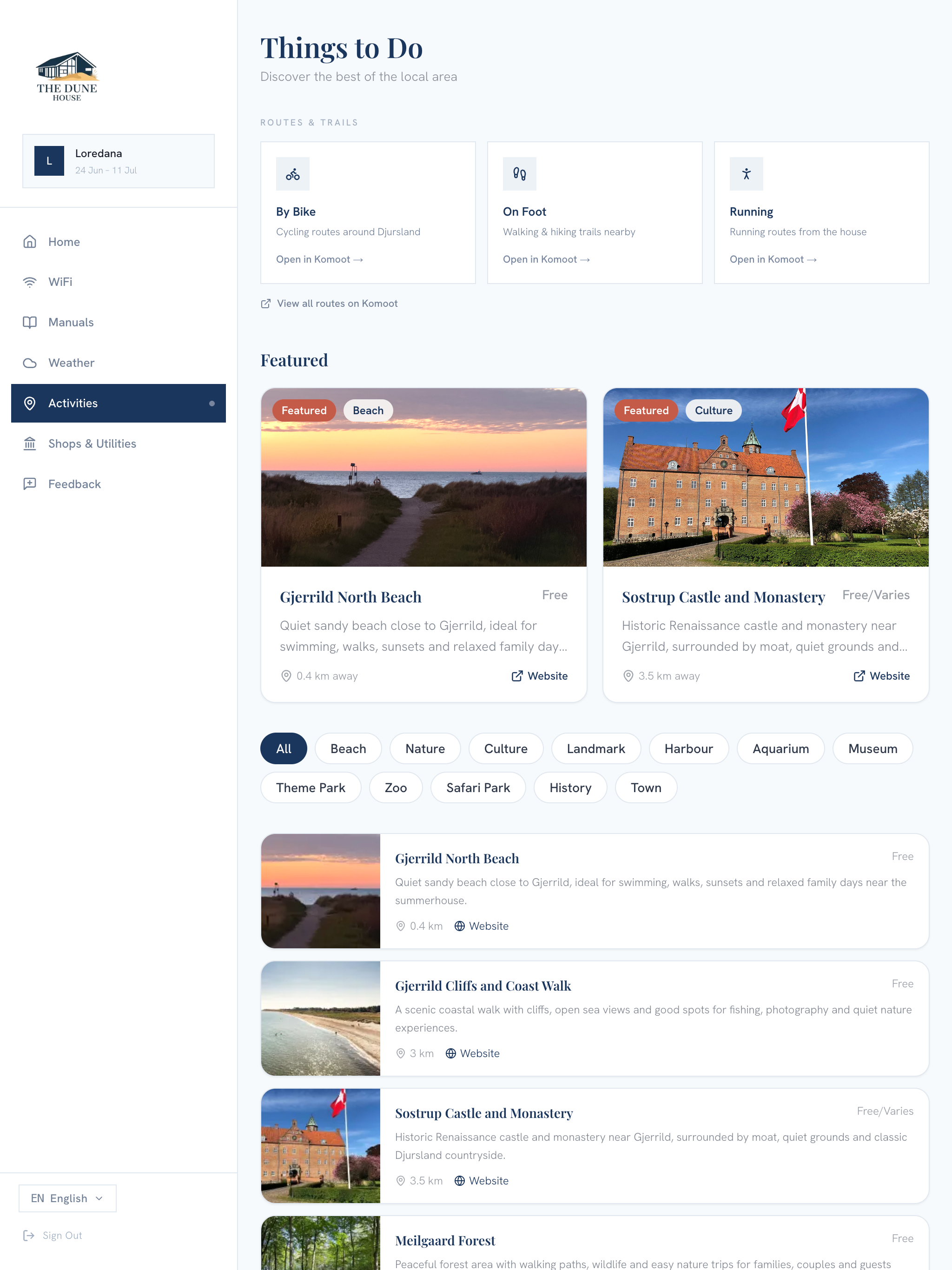 The Dune House website preview tablet preview