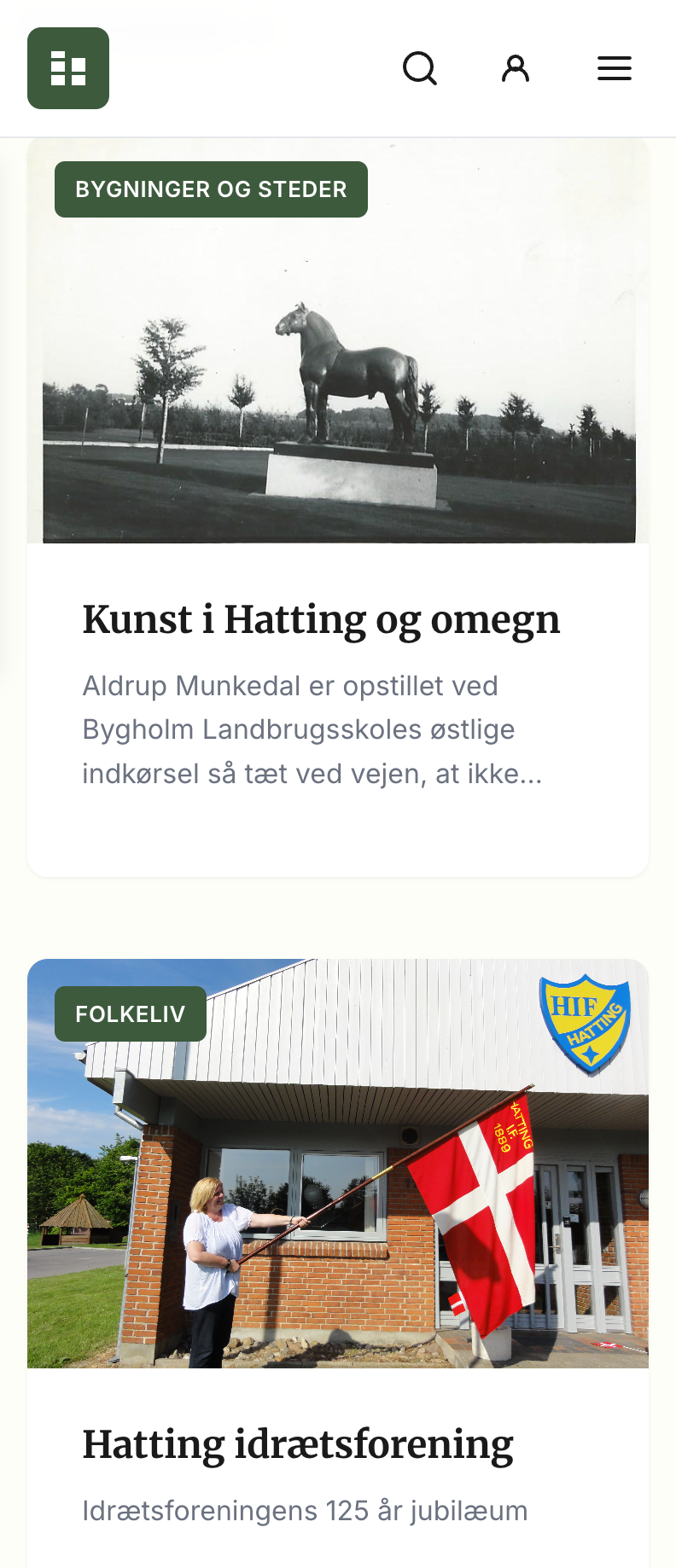 Hatting Sogns Lokalarkiv website preview mobile preview