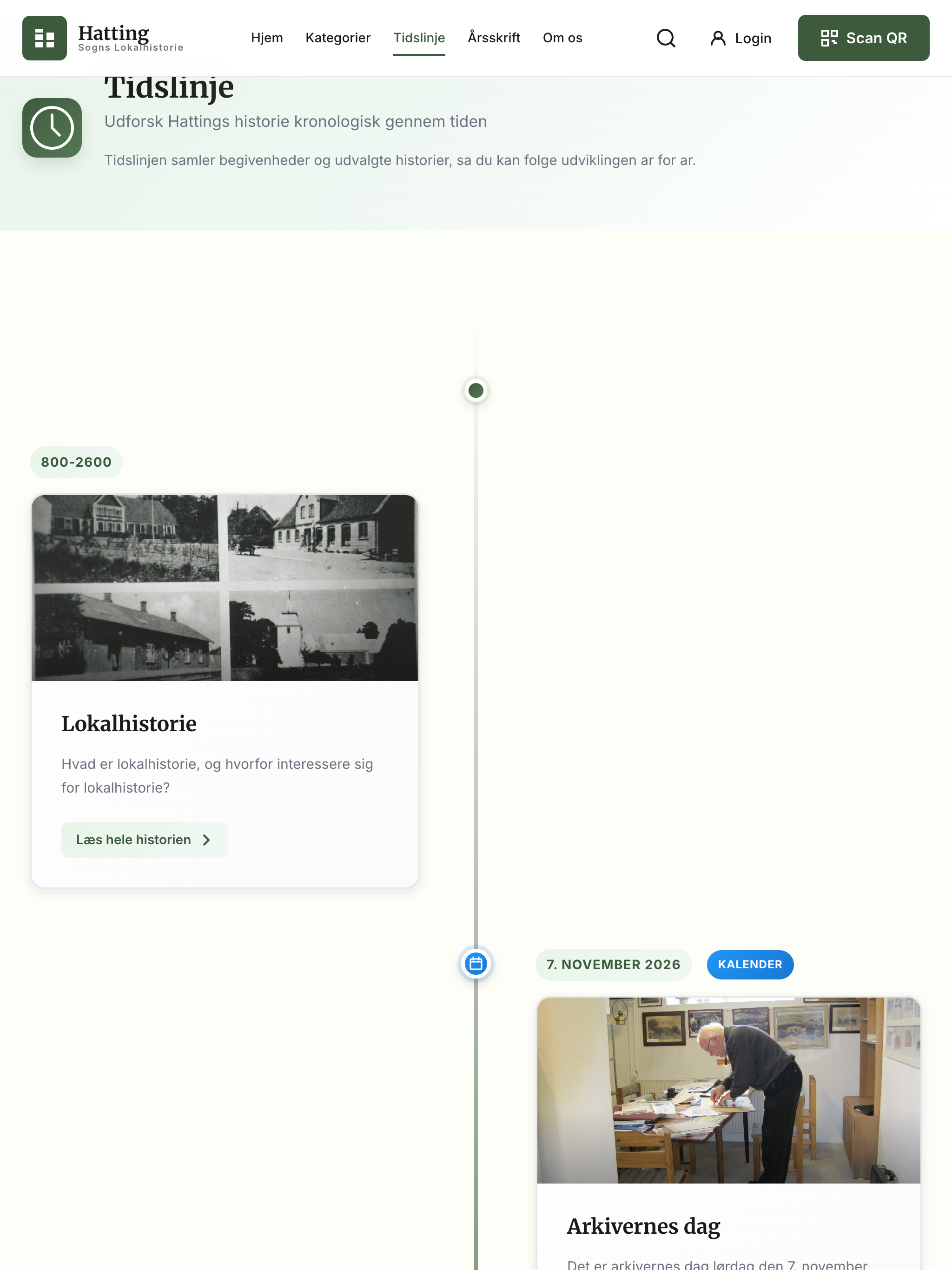 Hatting Sogns Lokalarkiv website preview tablet preview